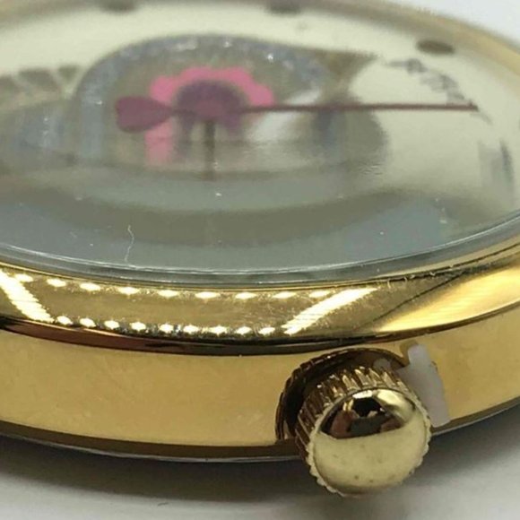 A25-NIB Betsey Johnson Rhinestone Owl Glitter Mixed Metal XOX Watch w/ Earrings - Picture 3 of 6